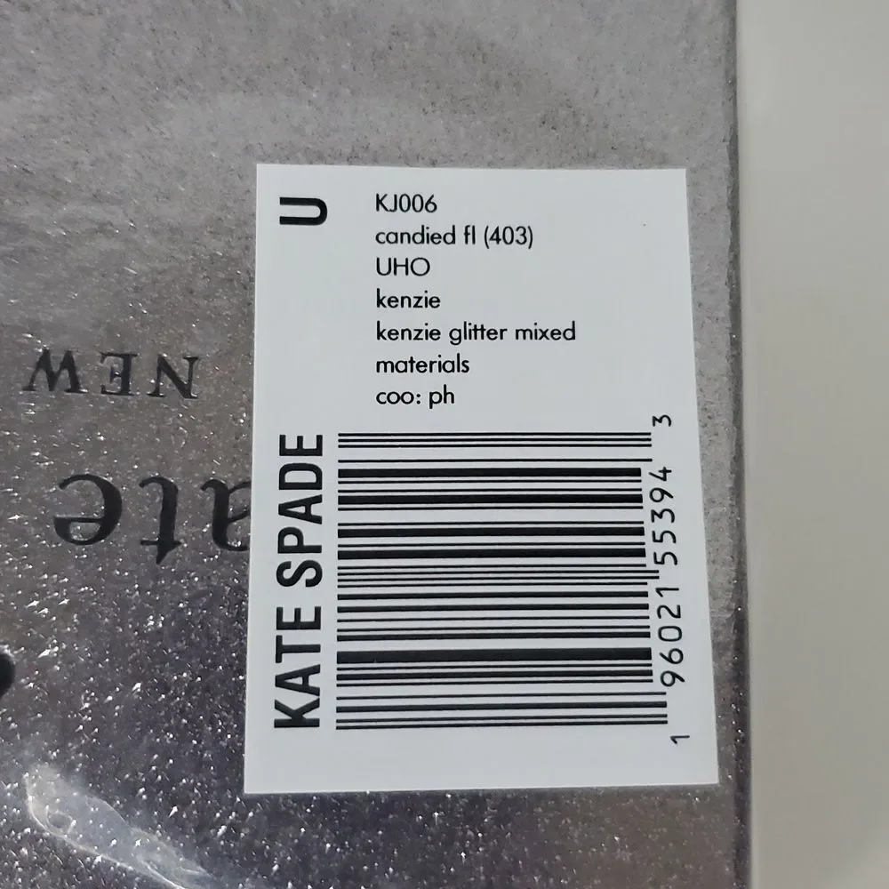 Kate Spade Kenzie Glitter Cardholder Candied Flower Silver NIB